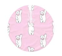 Polar Bear Pink Print Christmas Tree Skirt,New Year Winter Christmas Tree Decoration,Suitable For Family Parties