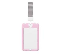 Polar Bear Pink Printed Id Badge Holder with Neck Strap Vertical Waterproof Name Card Holder for Office School