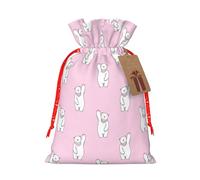 Polar Bear Pink Printing 4.7x6.9 Inch Christmas Bag Drawstring Closure,For Christmas Anniversaries Birthdays