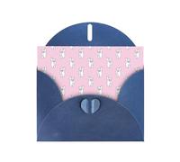Polar Bear Pink Printing Blank Pearl Paper Greeting Card,Unique Notecards Designs, Envelopes For Thank You, Invitations