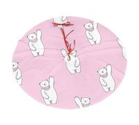 Polar Bear Pink Printing Christmas Tree Skirt Thick Xmas Tree Skirts For Holiday Party Halloween Trees Decorations
