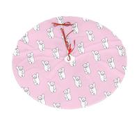 Polar Bear Pink Printing Christmas Tree Skirt With 3 Red Rope Ties For Merry Christmas Party Halloween Trees Decoration
