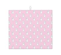 Polar Bear Pink Printing Fashion Kitchen Drying Mat,Water Absorbent Mat with Lanyard for Kitchen Countertops,Tabletops