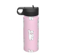 Polar Bear Pink Printing Travel 18oz Sports Insulated Kettle Water Bottle Stainless Steel Kettle Portable Cup