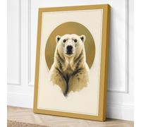 Polar Bear Portrait Botanical Canvas Wall Art Print 30x20 Inch | Ready to Hang, Gallery Wrapped, Fade-Resistant Inks, Securely Packaged, UK Made