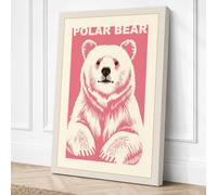 Polar Bear Portrait Retro Canvas Wall Art Print 30x20 Inch | Ready to Hang, Gallery Wrapped, Fade-Resistant Inks, Securely Packaged, UK Made