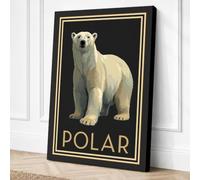 Polar Bear Portrait Vintage Canvas Wall Art Print 30x20 Inch | Ready to Hang, Gallery Wrapped, Fade-Resistant Inks, Securely Packaged, UK Made