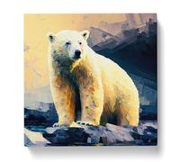 Polar Bear Post-Impressionism Canvas Print | Gallery Wrapped 30mm Frame Wall Art | 20x20 inches | Ready to Hang | Impressionist Animals Picture | Living Room Bedroom Lounge Office