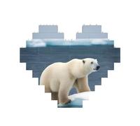 Polar Bear Print Building Brick Block Puzzle Heart Shape Brick Puzzle 3D Jigsaw DIY Home Decor