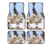 Polar Bear print Car Mats Full Set Universal Fit 4 Piece Mat Pad Set Fits Most Cars Trucks Vans Sedans SUV