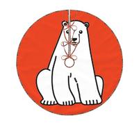 Polar Bear Print Christmas Tree Skirt,New Year Winter Christmas Tree Decoration,Suitable For Family Parties