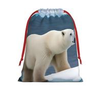 Polar Bear Print Gift Reusable Drawstring Bag Holiday Party Decor Daily Storage Celebrations Pouch