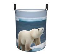 Polar Bear Print Laundry Baskets Hamper With Handles,Decorative Basket For Living Room For Toys Bin