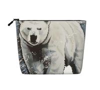 Polar Bear Print Printed Travel Makeup Bag Imitation Linen Cosmetic Bags Waterproof Cosmetic Case Organizer for Women