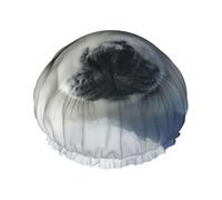 Polar Bear Print Shower Cap for Women & Men â€“ Reusable Double-Layer Bath Hair Cap with Elastic Strap One Size