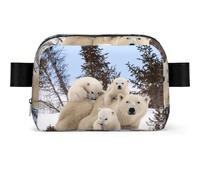 Polar Bear Print Square Bumbag Fanny Pack for Men Women Adjustable Belt Bag Waterproof Cross Body Bag Chest Bag