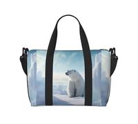 Polar Bear Print Tote Crossbody Travel Bag with Zip Casual Handbag for Weekend Trips and Gym Shopping