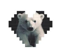polar bear Printed Jigsaw Puzzle 10.8x12.8 CM, Heart-Shaped Puzzle Challenging Game for Adults, Fun Decorative Wall Decor