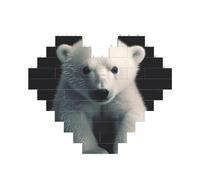 polar bear Printed Jigsaw Puzzle 10.8x12.8 CM, Heart-Shaped Puzzle Challenging Game for Adults Gifts, Family Fun Decorative Wall Decor