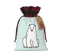 Polar Bear Printing 4.7x6.9 Inch Christmas Bag Drawstring Closure,For Christmas Anniversaries Birthdays,Holds Gifts