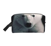 Polar Bear Printing Portable Makeup Bag for Women Girl Large Capacity Travel Cosmetic Bag Makeup Pouch Organizer with Handle