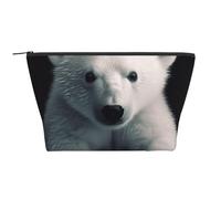 Polar Bear Printing Trapezoid Makeup Bag for Women Girl Large Capacity Portable Travel Cosmetic Bag Makeup Pouch Organizer