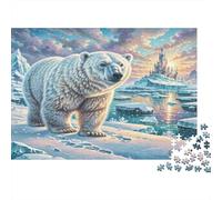 Polar Bear Recycled Paper Polar Bear on Ice with Castle Jigsaw Puzzle Collectible Gift for Adults 70x50cm/1000pcs