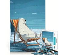 Polar Bear Relaxing in Deck Chair Puzzle for Teenagers 1000 Pieces Mind Exercise Toy Gentle Relax Design Assembly Xmas Surprise (38x52cm)