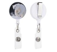 Polar Bear Retractable Badge Reel - Personalized ID Name Badge Holder with Lanyard Cute Badges Reel Holder Round Nurse Doctor Name Tag Badges Clip for Work