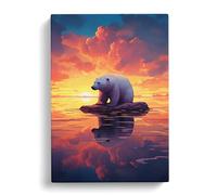 Polar Bear Romanticism Art No.2 Canvas Print | Gallery Wrapped 30mm Frame Wall Art | 30x20 inches | Ready to Hang | Contemporary Animals Picture | Living Room Bedroom Lounge Office