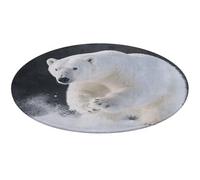 Polar Bear Round Area Rug Non Slip Backing Doormat Water Absorbent Plush Throw Low-Pile Non-Slip Floor Mat Carpet for Living Room Bedroom Entryway Nursery Room 90 * 90cm