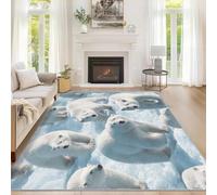 Polar Bear Rug - Arctic Animal Bear Area Rugs for Living Room Bedroom, Washable Non Slip Low Pile Large Carpet 200 x 300 cm, Patterned Rug & Home Decor QAZ82