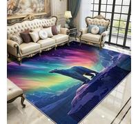Polar Bear Rug - Northern Lights Animal Small Rugs for Bedroom 40x60, Aurora Landscape Floor Mat Soft Washable Non Slip Indoor Mats