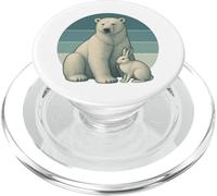 Polar Bear Snow Hare Retro Animal Rabbit Ice Bear PopSockets PopGrip for MagSafe