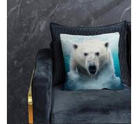 Polar Bear Splashart Cushions Warren Reed - Designer White 45cm x 45cm
