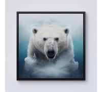 Polar Bear Splashart Framed Canvas Warren Reed - Designer Black w40_inch_x_h40_inch