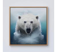 Polar Bear Splashart Framed Canvas Warren Reed - Designer Light Brown w40_inch_x_h40_inch
