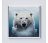 Polar Bear Splashart Framed Canvas Warren Reed - Designer Off White W16 inch x H16 inch
