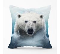 Polar Bear Splashart Outdoor Cushion Warren Reed - Designer White 60cm x 60cm