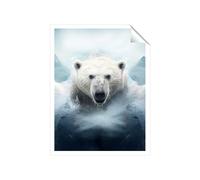 Polar Bear Splashart Unframed Art Print Warren Reed - Designer Multi W8 inch x H10 inch