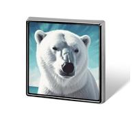 Polar Bear Square Lapel Pin Printed Aluminum Alloy Memorial Pins Cute Funny Square Brooch Personalized Lapel Badge for Coats Suit Jackets And Wedding Gift