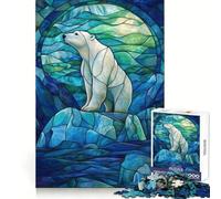 Polar Bear Stained Glass 1000 Piece Jigsaw Puzzles for Adults Teenagers Wise Think Toy Stress Relief Clear Cut (50x75cm)