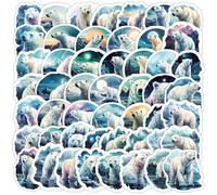 Polar Bear Stickers 100PCS for Laptop Water Bottle Scrapbook Bike Phone Skateboard Computer Bicycle Journal Guitar Helmet,Cute Cartoon Animals Graffiti Aesthetic Decals for Teens Kids Adults