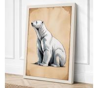 Polar Bear Study Minimalist Canvas Wall Art Print 30x20 Inch | Ready to Hang, Gallery Wrapped, Fade-Resistant Inks, Securely Packaged, UK Made