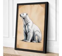 Polar Bear Study Minimalist Canvas Wall Art Print 30x20 Inch | Ready to Hang, Gallery Wrapped, Fade-Resistant Inks, Securely Packaged, UK Made