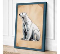 Polar Bear Study Minimalist Canvas Wall Art Print 30x20 Inch | Ready to Hang, Gallery Wrapped, Fade-Resistant Inks, Securely Packaged, UK Made