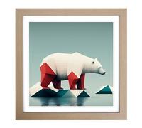 Polar Bear Suprematism Framed Print | 18x18 Inch Oak Framed Wall Art | Ready to Hang | Modern Animal Picture | Living Room Bedroom Lounge Office