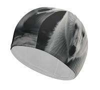 Polar Bear Swim Cap for Long Hair Short Hair Breathable High Elasticity Swimming Caps Stylish Cloth Swim Hat Cute Comfortable Bathing Cap for Women Men Adults