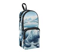 Polar Bear Swim in The Water Pencil Case, Big Capacity Pen Bag with Compartment Students Schoolbag Shape Stationery Organizer Pencil Pouch Marker Case for School Office Work