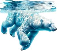 Polar Bear Swimming Vinyl Decals, Arctic Animal Stickers Wall, Car 20cm 7cm